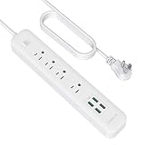 dodocool 4 Outlet Surge Protector Power Strip with 4 USB Charging Ports, 1440 joules/1100W, 4.92ft Heavy Duty Extension Cord, 100-120V for Home, Office, Travel and More (White)