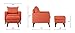 Mid-Century Modern Living Room Large Accent Chair with Footrest/Storage Ottoman (Orange)