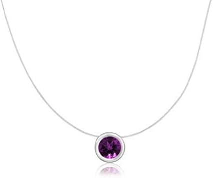 Cloverlon Floating Illusion Silver-tone Round 5mm CZ Solitaire Pendant - 16" Invisible Necklace