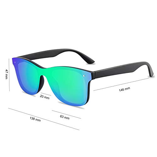 Rimless Mirrored Lens One Piece Sunglasses UV400 Protection for Women Men (red+green)