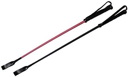 Riding Crop with double leather slapper, horse whip - Pink or Black (Black) by Prairie Horse Supply