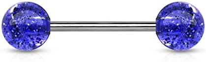 The Goldmine6mm Acrylic Glitter Balls - 316L Surgical Stainless Steel Barbell 14GA(1.6mm) 5/8"(16mm) Bar - please choose colour (single) or set of 7