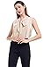 AUQCO Women's Chiffon Blouse Business Button Down Shirt for Work Casual with Long Sleeve/Sleeveless Beige