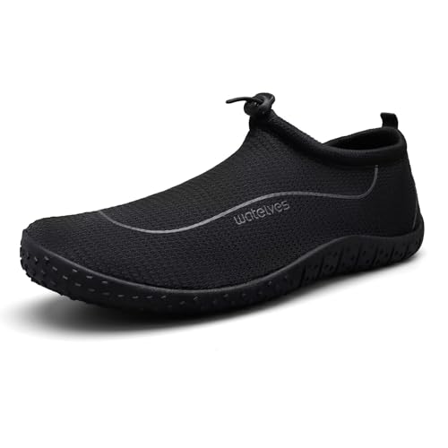 WateLves Water Shoes Womens Mens Multi-Purpose Barefoot Shoes Beach Swim Yoga Aqua Socks with Adjustable Buckle Thick Sole for Indoor Outdoor(Black-38) at Amazon