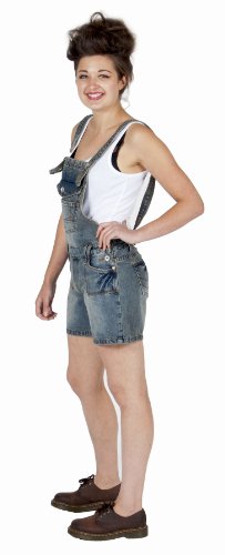 Womens Bib Overall Shorts - Pale Blue 