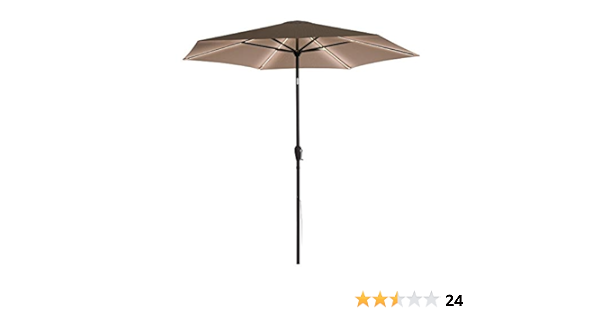 Amazon Com Quik Shade Patio Decorative Led Market Umbrella With Usb Socket 9 Khaki Cool Light Garden Outdoor