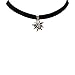 Alpenflüstern Traditional Velvet Choker Rhinestone Edelweiss small, Ladies costume jewelry, bavarian necklace close-fitting, elastic narrow choker for Dirndl, Leather trouser, Oktoberfest (black)
