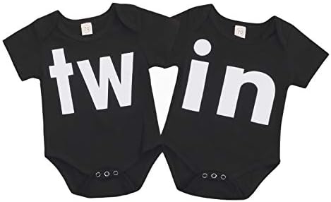 Mini honey 2Pcs Newborn Twins Baby Boys Girls Short Sleeve Cute Romper Bodysuit Summer Outfit Clothes