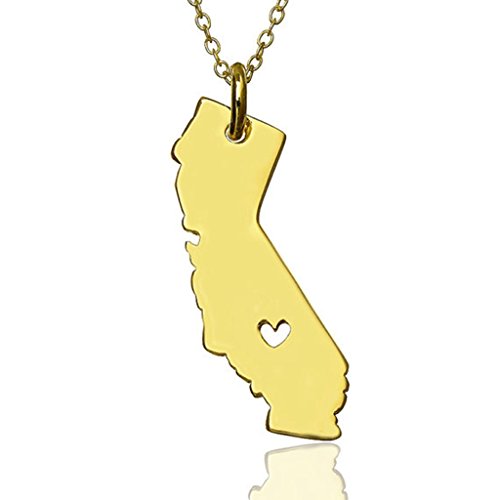 JoyplancraftPersonalized California Necklace,california State Charm Necklace,ca State Necklace, State Shaped Necklace with a Heart