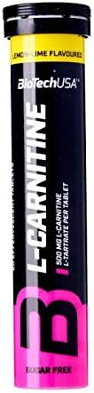 Biotech USA Effervescent L-Carnitine 500 mg Lemon Lime 20 Tablets, Black, 20 Count (Pack of 1)