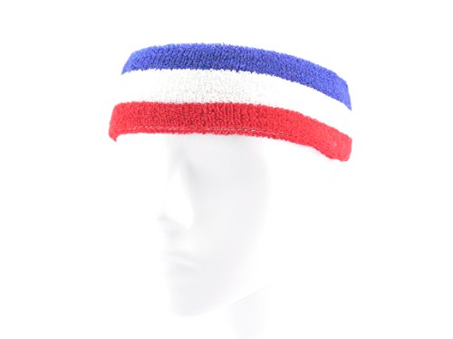 image for Oidon Sweatband Large Set 1 Headband + 2 Wristband Red White Blue, uni