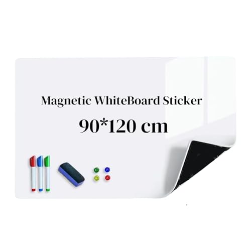 DAYONG Magnetic Whiteboard Paper, Self-Adhesive Dry Erase Whiteboard Sticker, Wallpaper Sticker, with Magnets Marker Eraser, Adhesive White Board for Home Office School Wall College. (90 * 120CM)
