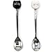 Asmwo Little Cute Ceramic Stainless Steel Cat Spoon Set Black and White Color for Cat Mug Demitasse for Stirring Tea Coffee Espresso Sugar Dessert Funny Spoons,5.7-Inch Pack of 2 Valentine's Day Gifts