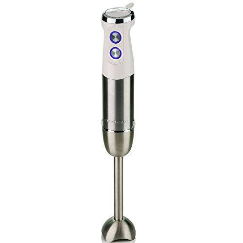 Click Here to See More Images Ovente Multi-Purpose Immersion Hand Blender, Brushed Stainless Steel, Variable 6-Speed Control, 500-Watts, White (HS680W)
