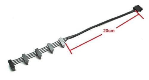 AYA 16-Inch 4-Pin IDE Molex to 5 SATA Serial ATA Power Cable 18AWG - Thumbnail 2