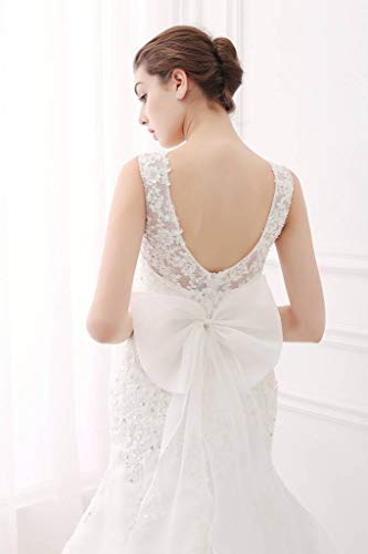 ScelleBridal Latest Sleeveless Lace Appliques Mermaid Bridal Dress Wedding Gown Ivory 6
