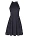 OUGES Women's 2025 Summer Black Halter Neck Sleeveless Tie Back Swing A-Line Sundress Cocktail Dress(Black,M)