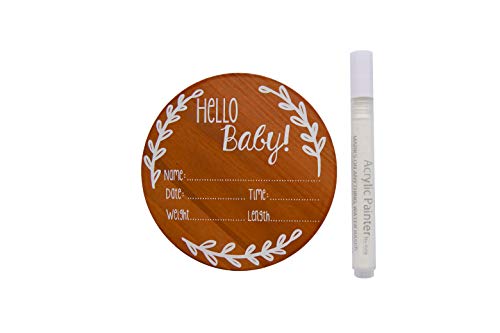 Nana’s Little Angels Birth Announcement Sign 5 inch Cherry “Hello Baby” Newborn Baby Announcement Sign with White Paint…