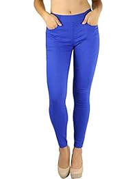 Pantalones elásticos de sarga con cinco bolsillos para dama