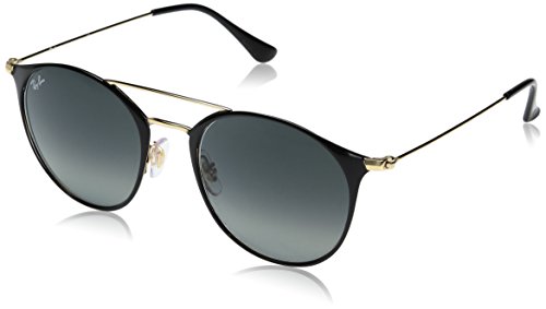 Ray-Ban Steel Unisex Round Sunglasses, Gold Top Black, 52 mm