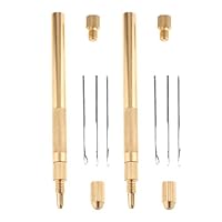 Fenteer Hair Crochet Ventilating Needles Kit Aluminum Holder Lace Wig Make Knit Micro Ring Loop Hair Feather Extension Tool, Set of 2