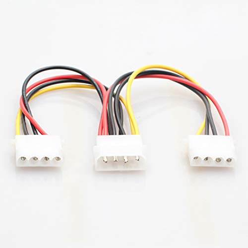 Lime2018 2pcs 4Pin IDE PSU Power Splitter Cable.Standard 4 Pin Power Connector for Computer Hard Disk, Cooling Fan, CDROM, DVD-ROM. (1 to 2)