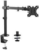 VIVO Full Motion Single VESA Computer Monitor Desk Mount Stand with Articulating Double Center Arm Joint | for up to 32 inch Screens (STAND-V101)