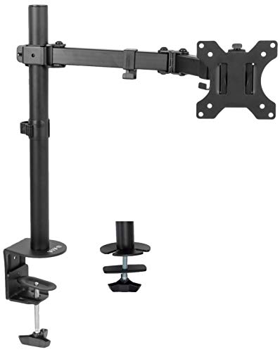 VIVO Full Motion Single VESA Computer Monitor Desk Mount Stand with Articulating Double Center Arm Joint | for up to 32 inch Screens (STAND-V101)