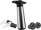 Vacu Vin Wine Saver Pump with 2 x Vacuum Bottle Stoppers and 2 x Wine Servers / Pourers - Stainless Steel