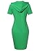 MISSKY Women Short Sleeve Pullover Stripe Keen Length Slim Hoodie Dress with Kangaroo Pocket for Causal Sport for Spring Autumn Summer, Green, X-Large