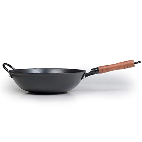 臻三环 ZhenSanHuan Cast Iron Woks and Stir Fry Pans, No Coating, Induction