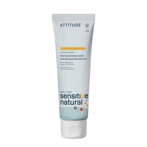 ATTITUDE Baby 2-in-1 Shampoo and Body Wash, EWG Verified, Extra Gentle, Enriche…