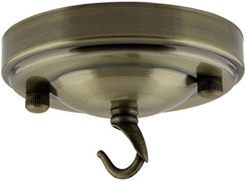 2 Pack Vintage Period Styled Complete Metal Ceiling Rose with Chain Hook (Fully Earthed) in Antique Brass Finish