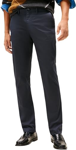 Herren Chino Hose Denton Printed Structure Straight Fit, Blau (Desert Sky), 29W/36L