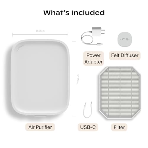 Canopy Bedside Air Purifier | Up To 99.97%* HEPA-13 Filtration | Remove Dust, Pollen & Pet Dander | Night Light & White Noise | Air Quality Sensor | Quiet Fan for Sleep | Filter & Adapter Included