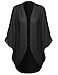 Solid Short Sleeve Oversize Open-Front Kimono Style Cardigan Black S