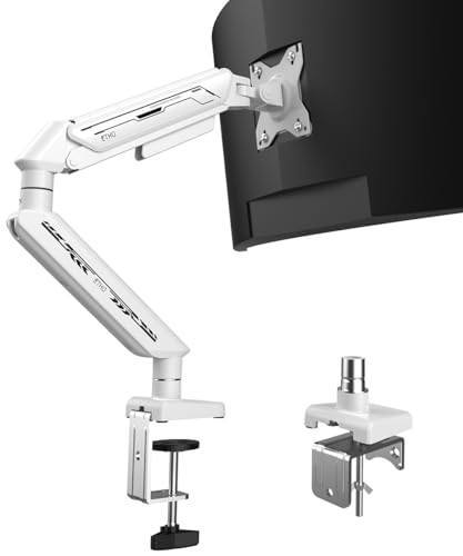 ETHU Single Monitor Arm, Adjustable Gas Spring Monitor Stand for 13-32 inch Monitor up to 9kg, Full Motion Computer Monitor Mount, LED/LCD Display Arm with VESA Pattern 75x75/100x100 Single Arm White