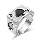 JAJAFOOK Mens Womens Stainless Steel Ring Poker