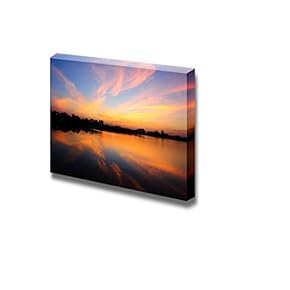 Canvas Prints Wall Art - Peaceful Lake Backround in Twilight | Modern Wall Decor/Home Decoration Stretched Gallery Canvas Wrap Giclee Print. Ready to Hang - 12" x 18"