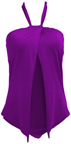 Women Halter Neck Wrap Split Front One Piece Swimsuit Monokini