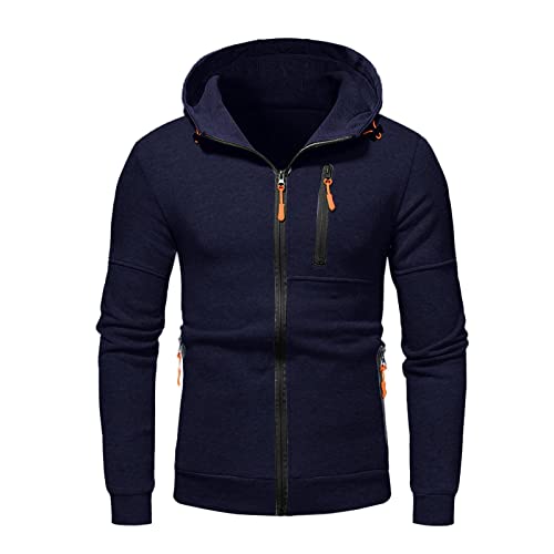 Mens Full Zip Hoodie Hoodies for Men UK, Full Zip Up Lightweight Fleece Jacket for Everyday Comfort, Soft Thermal Lined Loose Fit Hooded Sweatshirt Mens Hoodies Up