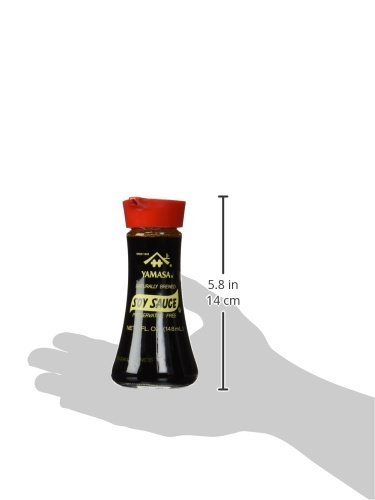 Yamasa Japanese Soy Sauce 5fl oz Glass Bottle Dispenser, Easy Pour Lid, Refillable, No Preservatives Added, 5oz Carafe (2PK)