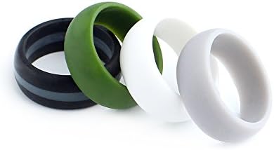 ELSKA Silicone Wedding Rings for Men 4Pack & 7Pack of Mixed Designs Beveled Thin Cool Premium Best Rubber Bands
