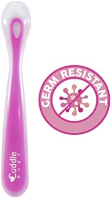 Cuddle Baby Gum-Friendly First Stage Soft Tip Silicone Feeding Spoons for Babies - Pink - BPA, lead, phthalate and plastic free
