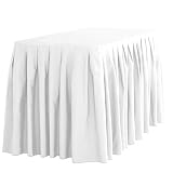 LinenTablecloth 14 ft. Accordion Pleat Polyester Table Skirt White