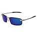 Aoron Polarized Oval Sunglasses with Mirrored Lens (Blue Mirrored)