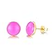 10Pairs 18K Gold Plated Love Heart Shape Owl Flower Star Lollipop Mouse Small Cute Simple Post Stud Earrings Set for Girls Kids Gold Tone Mix and Match (Mix-Rose carmine)