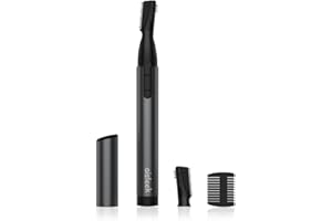 aisleek Upgraded Eyebrow Trimmer, Precision Detailer Facial Hair Trimmer with Rinseable Blade, Battery Powered Eyebrow Razor with Comb, Compact Pen-Size Safe Painless Shaver for Men Women