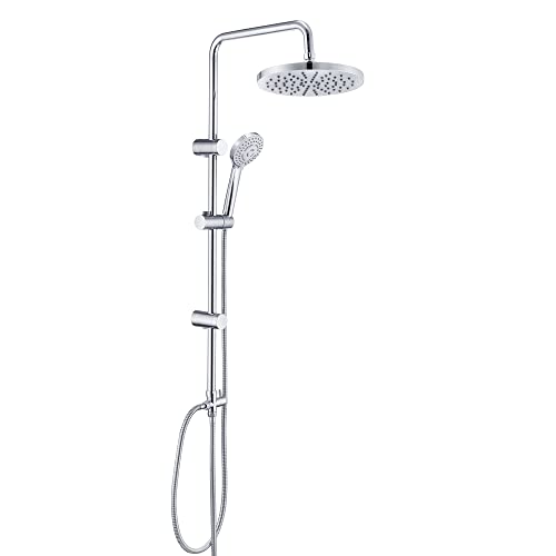JOHO Edelstahl Duschsystem mit Regendusche ohne Armatur, ABS 20 cm Chrom