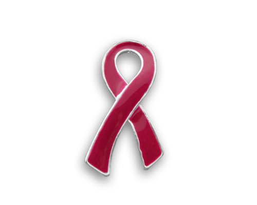 Brain Aneurysm Awareness Burgundy Ribbon Pin in a Bag